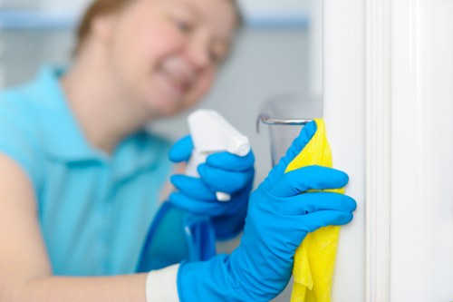 Deep cleaning kitchen surfaces in a Brixton home
